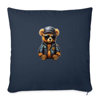 Ours en peluche rappeur Ganster - Housse de coussin décorative 45 x 45 cm - bleu marine - Devant