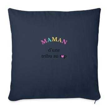 Maman d'une tribu au top - Housse de coussin décorative 45 x 45 cm - bleu marine - Devant