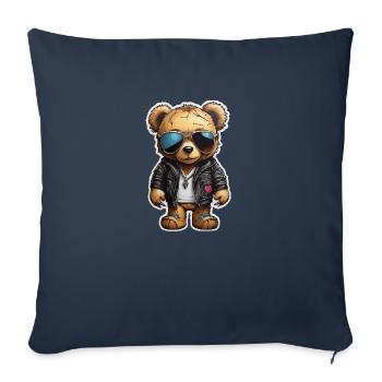 Ours en peluche rappeur Ganster - Housse de coussin décorative 45 x 45 cm - bleu marine - Devant