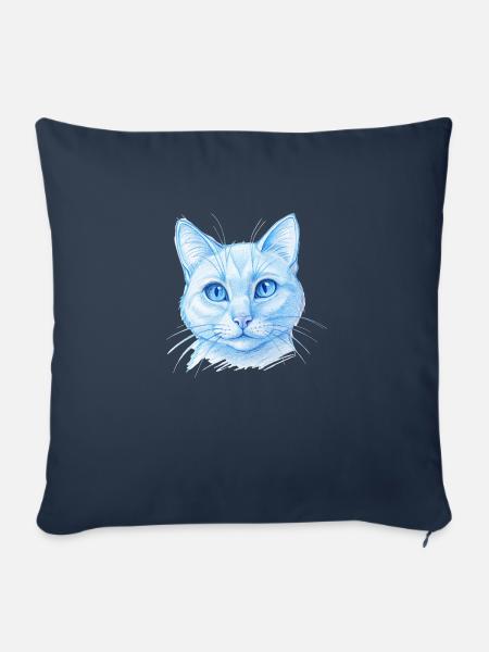cat hand drawn - Sofakissenbezug 45 x 45 cm - Navy