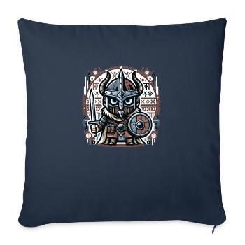 Gardien de hibou viking - Housse de coussin décorative 45 x 45 cm - bleu marine - Devant
