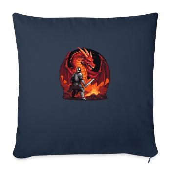 Confrontation dans l’Antre du Dragon - Housse de coussin décorative 45 x 45 cm - bleu marine - Devant