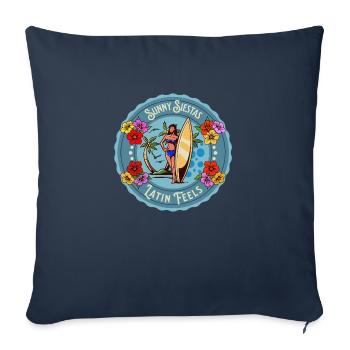 Plage tropicale latine Vagues d’été Vacances ensoleillées - Housse de coussin décorative 45 x 45 cm - bleu marine - Devant