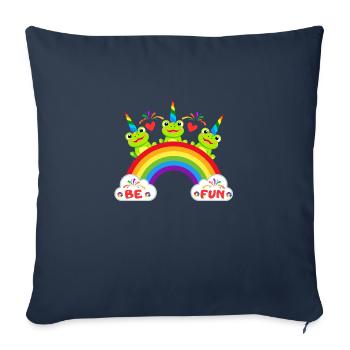 Happy Frog Be Fun message positif gai coloré 3 - Housse de coussin décorative 45 x 45 cm - bleu marine - Devant
