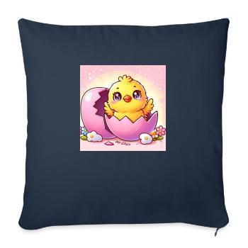 Sweet chick hatches from a purple egg - Sofa pillowcase 17,3'' x 17,3'' (45 x 45 cm) - navy - Front