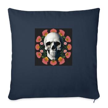 Flower-Skull - Sofakissenbezug 45 x 45 cm - Navy - Vorne