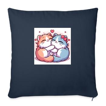 Sweet Kitties cuddling with hearts - Sofa pillowcase 17,3'' x 17,3'' (45 x 45 cm) - navy - Front