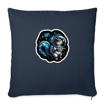 Écureuil de l’espace - Housse de coussin décorative 45 x 45 cm - bleu marine - Devant