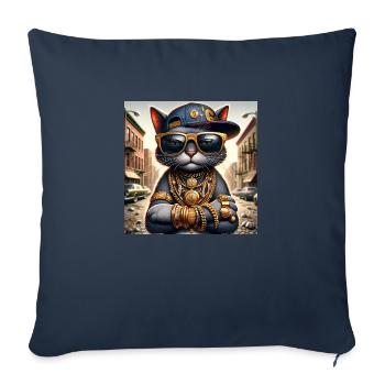 Gato Loco RapCat RapperCat Rappende Katze Klunker - Sofakissenbezug 45 x 45 cm - Navy - Vorne