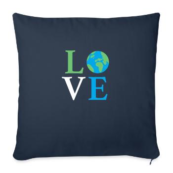 Aimer la Terre - Housse de coussin décorative 45 x 45 cm - bleu marine - Devant
