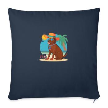 DOG AT THE BEACH - Sofa pillowcase 17,3'' x 17,3'' (45 x 45 cm) - navy - Front