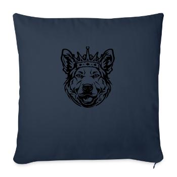Chien avec couronne - Housse de coussin décorative 45 x 45 cm - bleu marine - Devant
