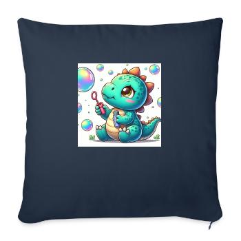 Dino small with soap bubbles - Sofa pillowcase 17,3'' x 17,3'' (45 x 45 cm) - navy - Front