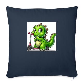 Dino green on a scooter - Sofa pillowcase 17,3'' x 17,3'' (45 x 45 cm) - navy - Front