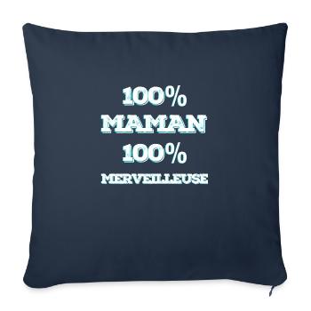 100% maman, 100% merveilleuse - Housse de coussin décorative 45 x 45 cm - bleu marine - Devant