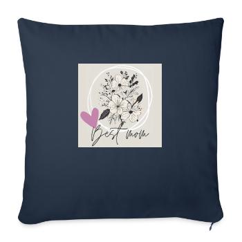 Meilleur design floral de maman - Housse de coussin décorative 45 x 45 cm - bleu marine - Devant