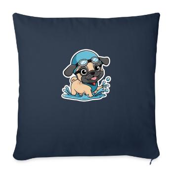 Pug Swimming Party: Splash Fun with Puppy! - Sofa pillowcase 17,3'' x 17,3'' (45 x 45 cm) - navy - Front