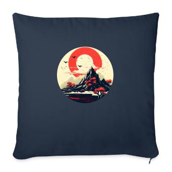 Une montagne au pays du soleil levant - Housse de coussin décorative 45 x 45 cm - bleu marine - Devant