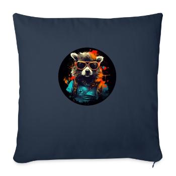Stylischer Waschbär - Sofakissenbezug 45 x 45 cm - Navy - Vorne