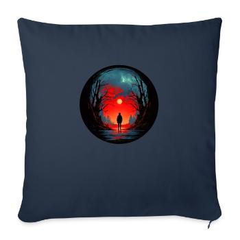 Schattenhafte Gestalt in gruseligem Wald - Sofakissenbezug 45 x 45 cm - Navy - Vorne