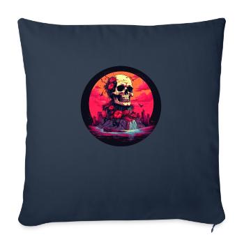 Crâne dans les mers du Sud - Housse de coussin décorative 45 x 45 cm - bleu marine - Devant