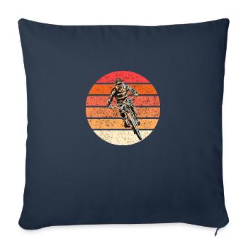 vtt mtb descente - Housse de coussin décorative 45 x 45 cm - bleu marine - Devant