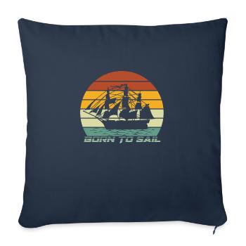 Born to sail - Housse de coussin décorative 45 x 45 cm - bleu marine - Devant