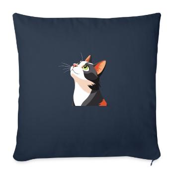Katze schaut nach oben - Sofakissenbezug 45 x 45 cm - Navy - Vorne