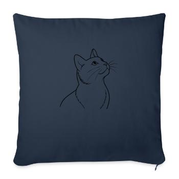 Katze schaut nach oben in schwarz - Sofakissenbezug 45 x 45 cm - Navy - Vorne