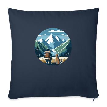 Adventure Friends, Wanderer mit Hund in den Bergen - Sofakissenbezug 45 x 45 cm - Navy - Vorne