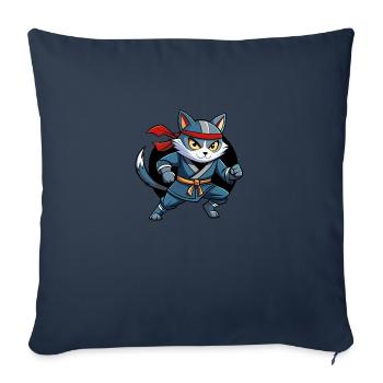 Ninja Katze - Sofakissenbezug 45 x 45 cm - Navy - Vorne