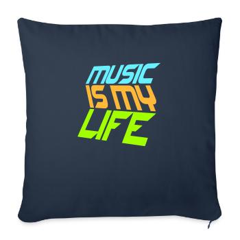 La musique est ma vie Musik ist mein Leben liebe spruch - Housse de coussin décorative 45 x 45 cm - bleu marine - Devant