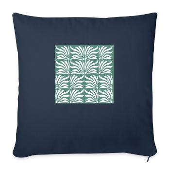 Motif de fleurs géométriques - Housse de coussin décorative 45 x 45 cm - bleu marine - Devant