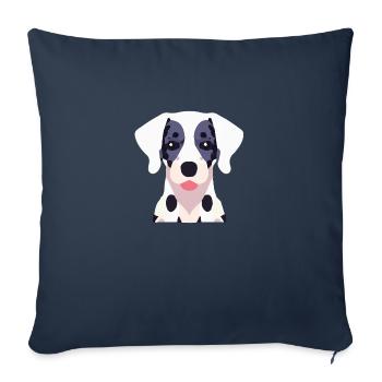 Chien Dalmatien Noir Blanc - Housse de coussin décorative 45 x 45 cm - bleu marine - Devant
