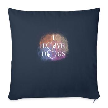 J’adore les chiens - Housse de coussin décorative 45 x 45 cm - bleu marine - Devant