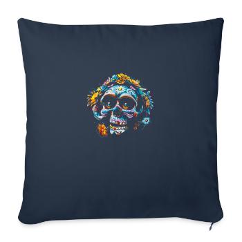 Skull flowers calavera - Sofa pillowcase 17,3'' x 17,3'' (45 x 45 cm) - navy - Front