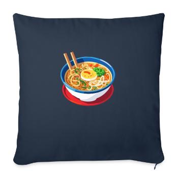 Soupe de nouilles Ramen Japonais - Housse de coussin décorative 45 x 45 cm - bleu marine - Devant
