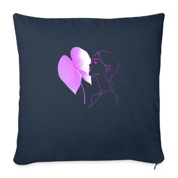 Flowers Women girl fashion design art female style - Sofa pillowcase 17,3'' x 17,3'' (45 x 45 cm) - navy - Front