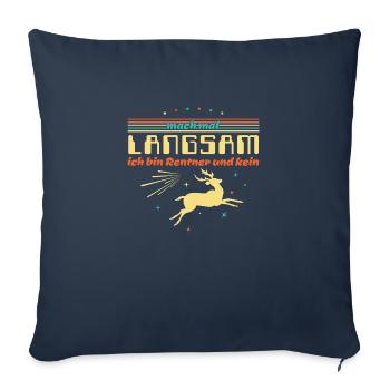 Drôle de dicton - Ralentissez les retraités - Housse de coussin décorative 45 x 45 cm - bleu marine - Devant