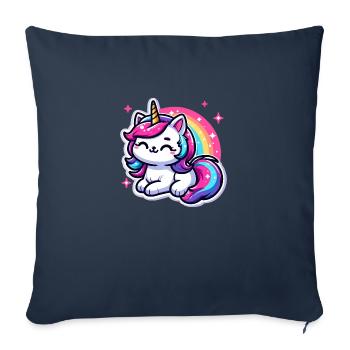 Regenbogen Einhorn Katze - Sofakissenbezug 45 x 45 cm - Navy - Vorne