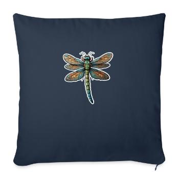 Bunte Libelle - Sofakissenbezug 45 x 45 cm - Navy - Vorne