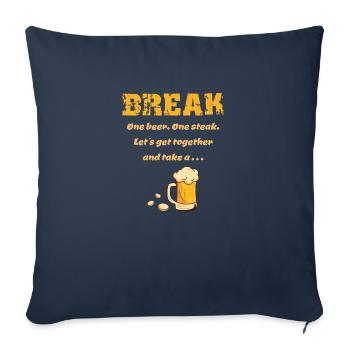 Une bière, un steak - une bière, un steak dicton - Housse de coussin décorative 45 x 45 cm - bleu marine - Devant