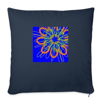 Abstract flower on blue background - Sofa pillowcase 17,3'' x 17,3'' (45 x 45 cm) - navy - Front
