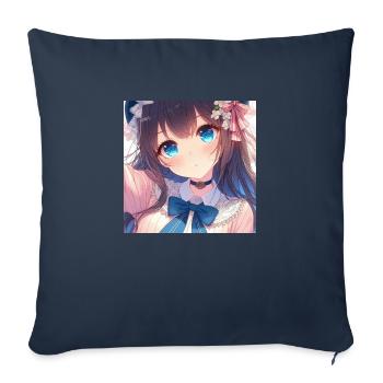 Anime Blue Eyes - Sofa pillowcase 17,3'' x 17,3'' (45 x 45 cm) - navy - Front