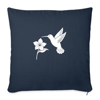 Kolibri und Blume - Sofakissenbezug 45 x 45 cm - Navy - Vorne