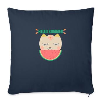 Sommer Katze und Wassermelone - Sofakissenbezug 45 x 45 cm - Navy - Vorne