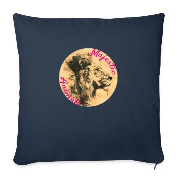 Animaux majestueux : Lion royal - Housse de coussin décorative 45 x 45 cm - bleu marine - Devant