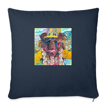Lion guerrier - Housse de coussin décorative 45 x 45 cm - bleu marine - Devant