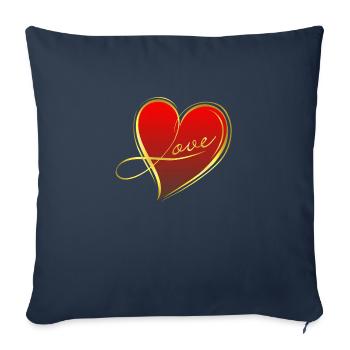 Cœur rouge - Housse de coussin décorative 45 x 45 cm - bleu marine - Devant