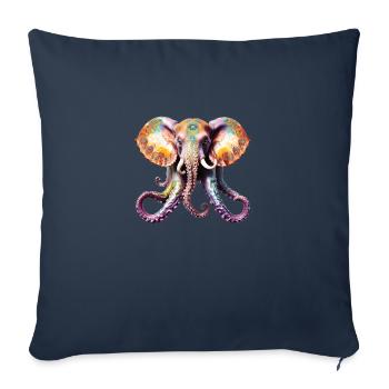 Psychedelischer Goa Elefanten Oktopus - Sofakissenbezug 45 x 45 cm - Navy - Vorne